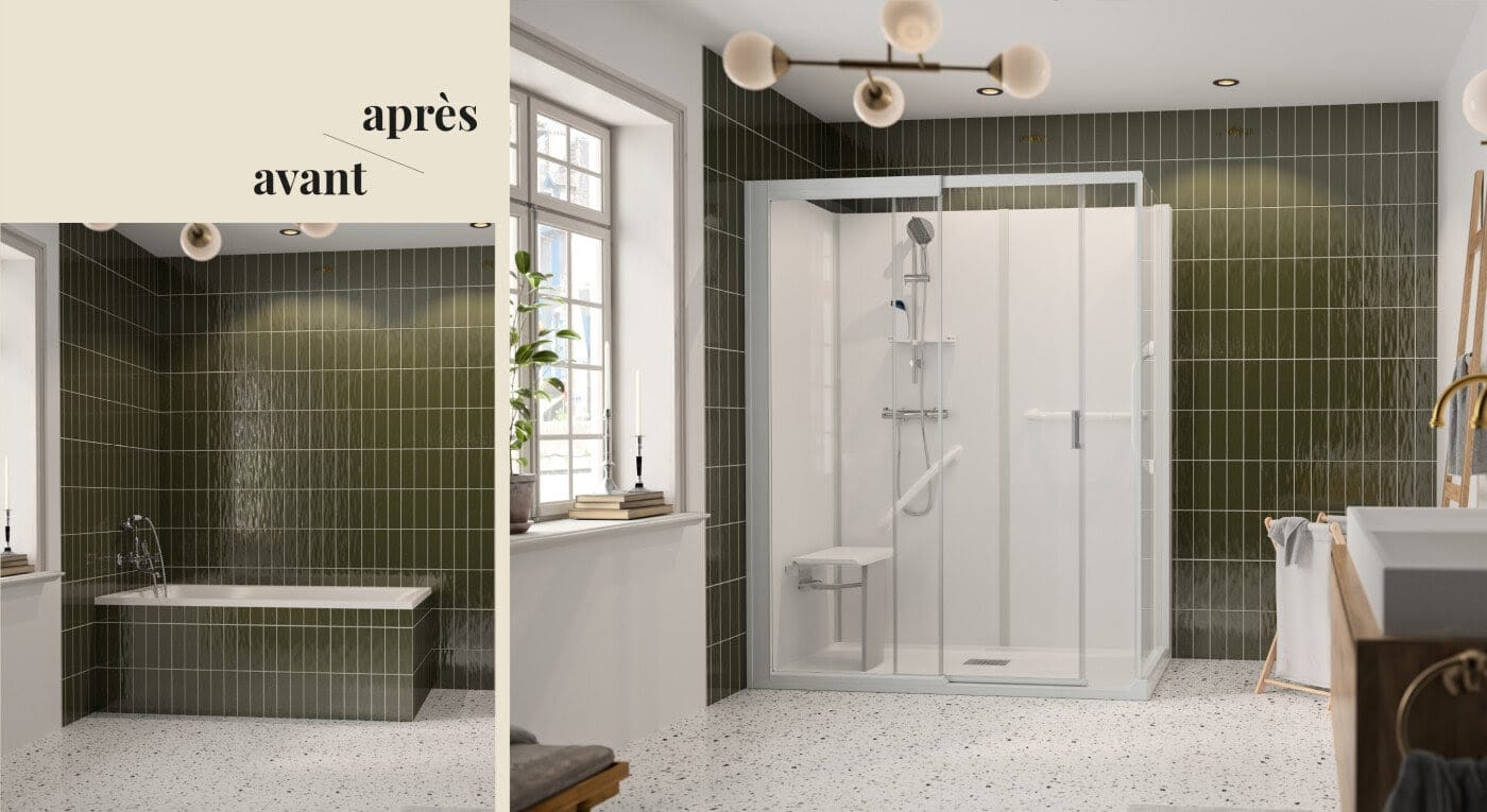 Cabine de douche sécurisée moderne installée par Groupe Vermeil